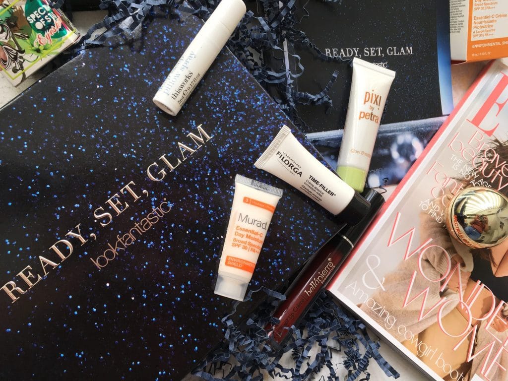 look fantastic noviembre beauty box ready set glam crema hidratante murad contorno de ojos filorga sombra de ojos teez labial liquido bellapierre deep sleep pillow spray glow booster pixi beauty