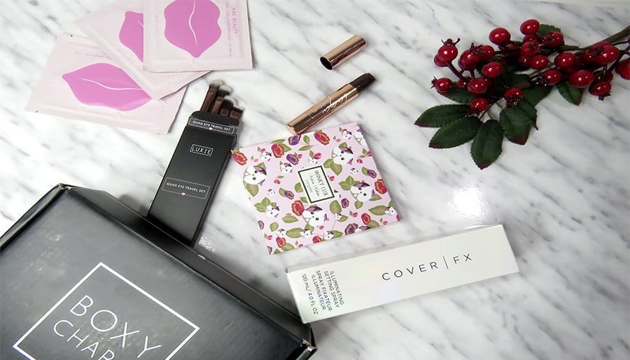 boxycharm noviembre boxycharm beauty box cover fx spray iluminador winky lux kitten palette luxie brochas knc mascarillas labiales laqa and co labial