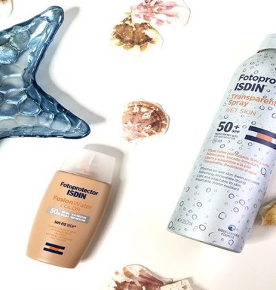 isdin fusion water color y Fotoprotector ISDIN Transparent Spray Wet Skin protector solar